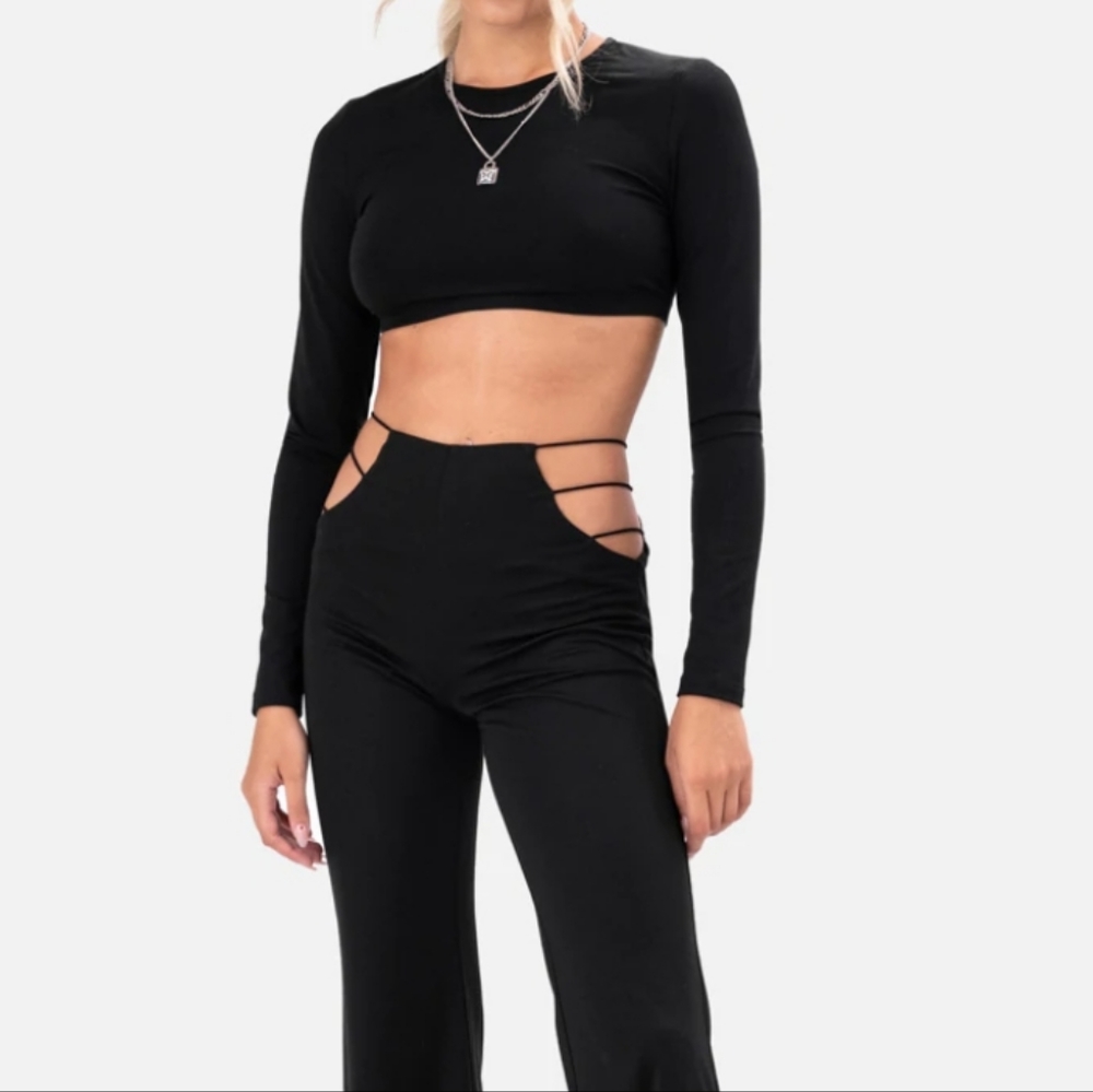Adika stretchy flare pants with cut outs